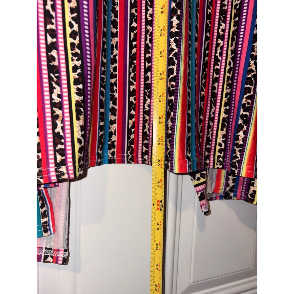 Vibrant Southwest Aztec Print Long Kimono Duster Cardigan Boho Tribal SZ UNKNOWN - Picture 6 of 12